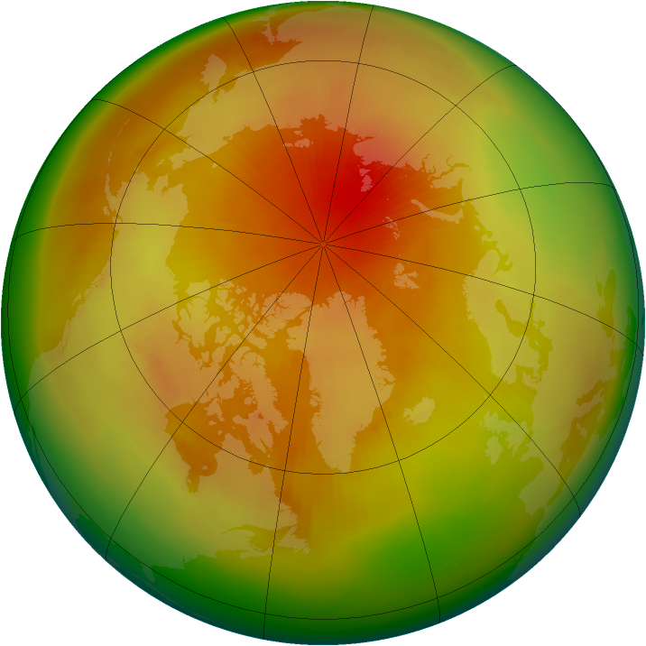 Arctic ozone map for April 1991